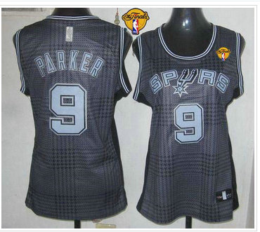 Women NBA Spurs #9 Tony Parker Black With Finals Patch Rhythm Fashion Stitched NBA Jersey