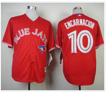 Toronto Blue Jays #10 Edwin Encarnacion Red Canada Day Baseball Jersey