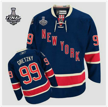 New York Rangers #99 Wayne Gretzky Dark Blue 85TH Third With 2014 Stanley Cup Finals NHL Jersey