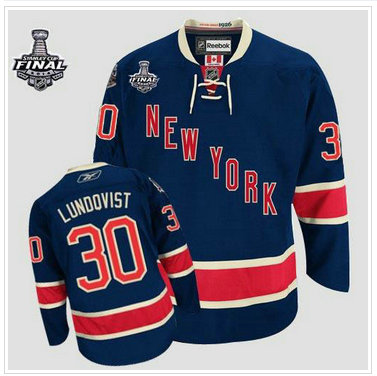 New York Rangers #30 Henrik Lundqvist Dark Blue 85TH Third With 2014 Stanley Cup Finals NHL Jersey