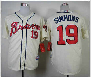 Atlanta Braves #19 Andrelton Simmons Cream Alternate Cool Base Baseball Jersey