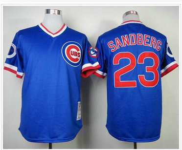 Chicago Cubs #23 Ryne Sandberg Blue Mitchell and Ness 1984 Throwback Baseball Jersey