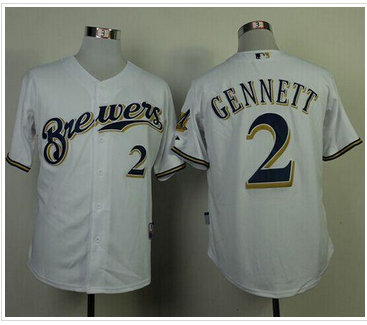 Milwaukee Brewers #2 Scooter Gennett White Cool Base Baseball Jersey