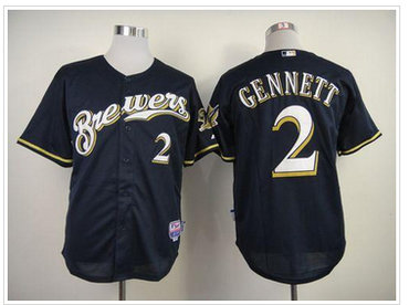 Milwaukee Brewers #2 Scooter Gennett Navy Blue Alternate Cool Base Stitched Jersey