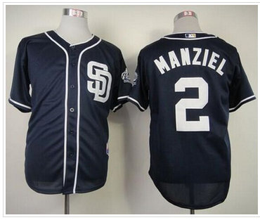 San Diego Padres #2 Johnny Manziel Navy Blue Cool Base Jersey