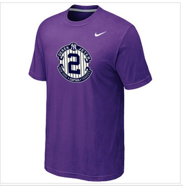 New Derek Jeter New York Yankees Official Final Season Commemorative Logo T-Shirt Purple