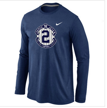 New Derek Jeter New York Yankees Official Final Season Commemorative Logo Long Sleeve T-Shirt Dark blue