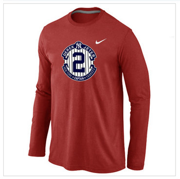 Nike Derek Jeter New York Yankees Official Final Season Commemorative Logo Long Sleeve T-Shirt Red