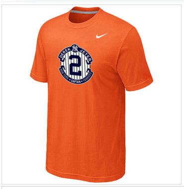 New Derek Jeter New York Yankees Official Final Season Commemorative Logo T-Shirt Orange