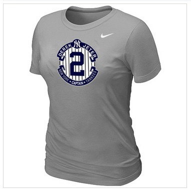 New Derek Jeter New York Yankees Official Final Season Commemorative Logo Women's Blended T-Shirt L.Grey
