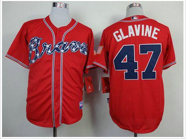 Atlanta Braves #47 Tom Glavine Red Cool Base Stitched Baseball Jersey