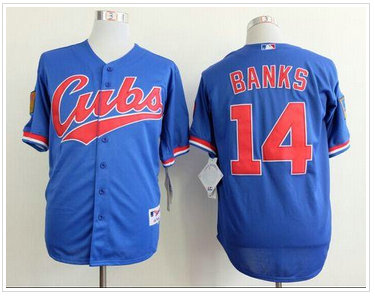 Chicago Cubs #14 Ernie Banks Blue 1994 Turn Back The Clock Stitched Baseball Jersey