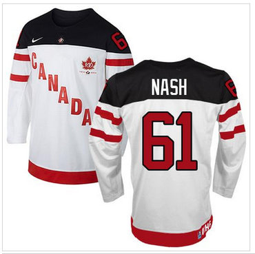 Team Canada Olympic #61 Rick Nash White 100th Anniversary Stitched NHL Jersey