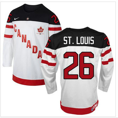 Team Canada Olympic #26 Martin St.Louis White 100th Anniversary Stitched NHL Jersey