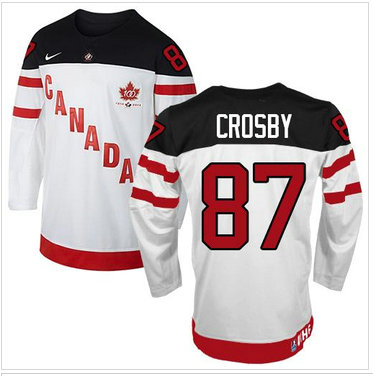Team Canada Olympic #87 Sidney Crosby White 100th Anniversary Stitched NHL Jersey