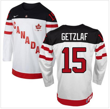 Team Canada Olympic #15 Ryan Getzlaf White 100th Anniversary Stitched NHL Jersey
