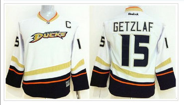 Youth NHL Anaheim Ducks #15 Ryan Getzlaf White Stitched NHL Jersey