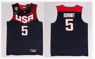 New 2014 Team USA #5 Kevin Durant Dark Blue Stitched NBA Jersey
