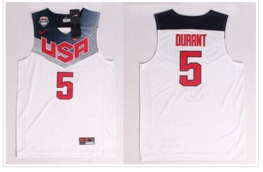 New 2014 Team USA #5 Kevin Durant Dark white Stitched NBA Jersey