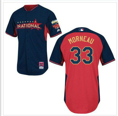 Minnesota Twins #33 Justin Morneau Navy Red National League 2014 All Star BP Jersey