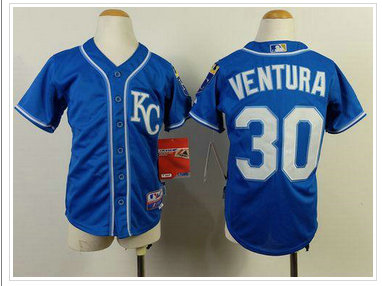 Youth MLB Kansas City Royals #30 Yordano Ventura Blue Cool Base Baseball Jersey