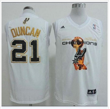 San Antonio Spurs #21 Tim Duncan White 2014 NBA Finals Champions Stitched NBA Jersey