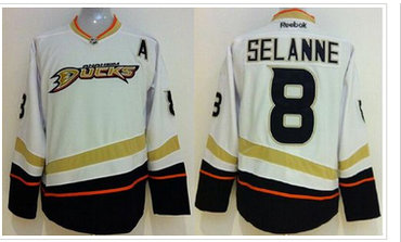Anaheim Ducks #8 Teemu Selanne White Stitched NHL Jersey
