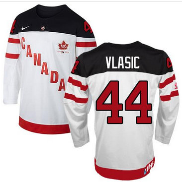Olympic CA. #44 Marc-Edouard Vlasic White 100th Anniversary Stitched NHL Jersey