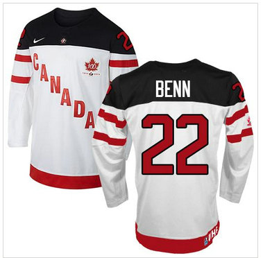 Olympic CA. #22 Jamie Benn White 100th Anniversary Stitched NHL Jersey