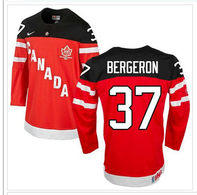 Olympic CA. #37 Patrice Bergeron Red 100th Anniversary Stitched NHL Jersey
