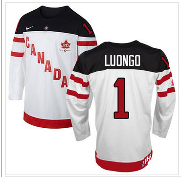 Olympic CA. #1 Roberto Luongo White 100th Anniversary Stitched NHL Jersey