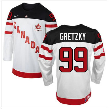 Olympic CA. #99 Wayne Gretzky White 100th Anniversary Stitched NHL Jersey