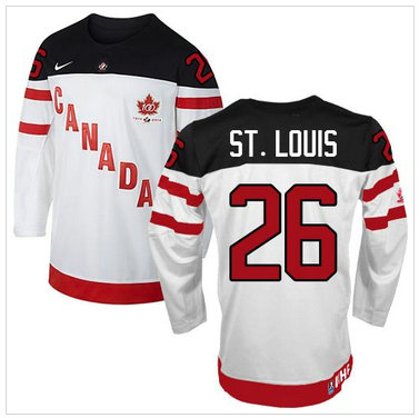 Olympic CA. #26 Martin St.Louis White 100th Anniversary Stitched NHL Jersey