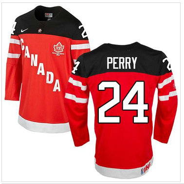 Olympic CA. #24 Corey Perry Red 100th Anniversary Stitched NHL Jersey
