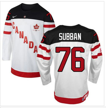 Olympic CA. #76 P.K Subban White 100th Anniversary Stitched NHL Jersey