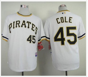 Pittsburgh Pirates #45 Gerrit Cole White Alternate 2 Cool Base Stitched Baseball Jersey