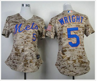 Women's New York Mets #5 David Wright Camo Fashion Stitched Baseball Jersey