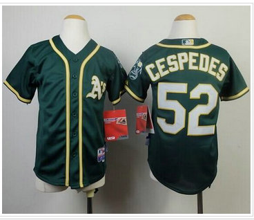 Youth Oakland Athletics #52 Yoenis Cespedes Green Cool Base Jersey