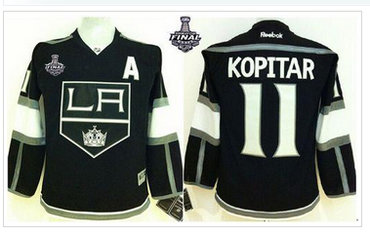 Youth NHL Los Angeles Kings #11 Anze Kopitar Black Home 2014 Stanley Cup Finals Jersey