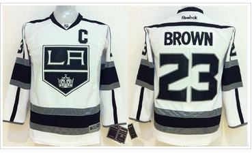 Youth NHL Los Angeles Kings #23 Dustin Brown White Road Jersey
