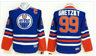 Youth NHL Edmonton Oilers #99 Wayne Gretzky Stitched Light Blue NHL Jersey