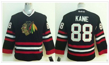 Youth NHL Blackhawks #88 Patrick Kane Stitched Black Jersey
