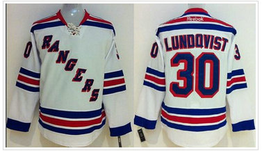 Youth NHL New York Rangers #30 Henrik Lundqvist White Stitched Jersey