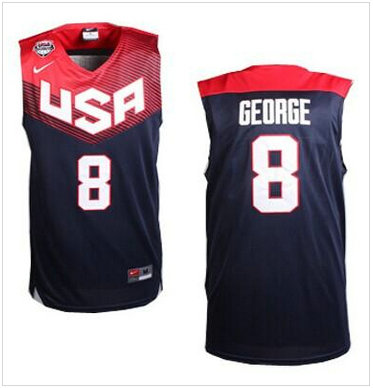 2014 Team USA #8 Paul George Dark Blue Stitched NBA Jersey