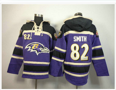 Baltimore Ravens #82 Torrey Smith Purple Sawyer Hooded Sweatshirt Stitched Jersey