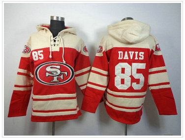 San Francisco 49ers 85 Davis Drift Red Sawyer Hooded Sweatshirt Stitched Jersey