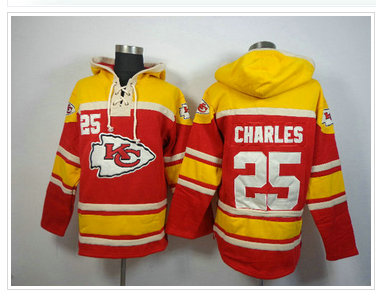 Kansas City Chiefs #25 Charles Orange-Red Sawyer Hooded Sweatshirt Stitched Jersey