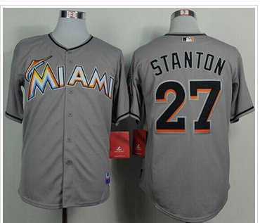 Miami Marlins #27 Giancarlo Stanton Grey 2012 Road Baseball Jersey