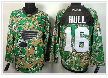 St.Louis Blues #16 Brett Hull Camo Veterans Day Practice NHL Jersey