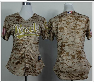 Women's MLB Cincinnati Reds Blank Camo Cool Base Stitched Baseball Jersey